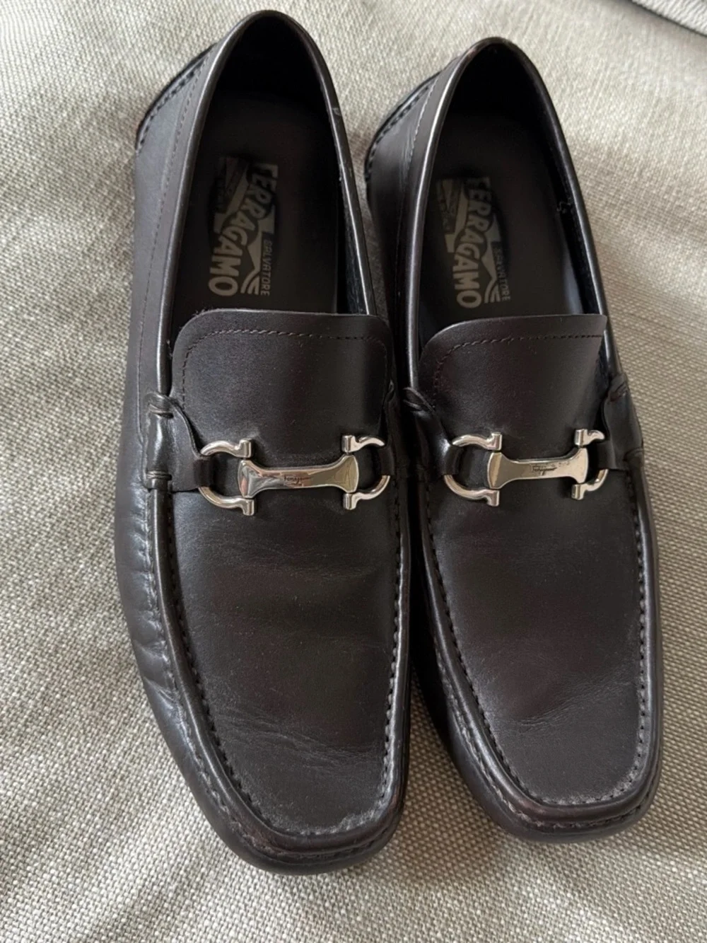 Salvatore Ferragamo Men’s dark brown Leather Bit Loafers